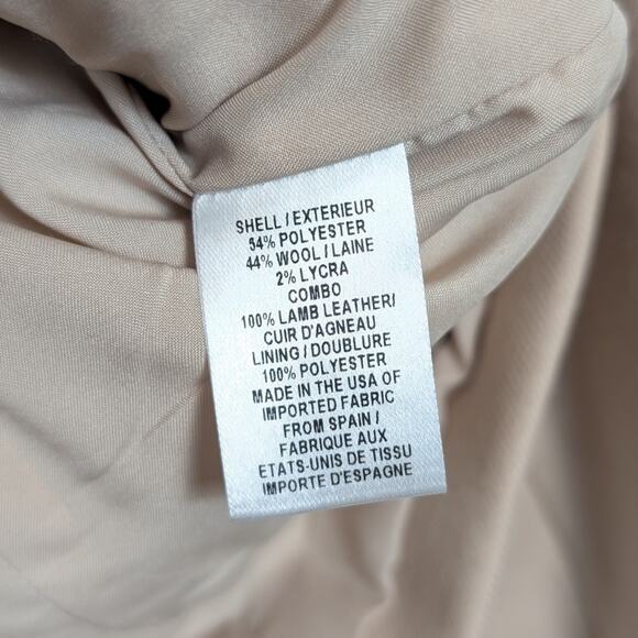 Milly Cream Single Breasted Leather Contrast Tuxedo Blazer Size 4 - Picture 8 of 8